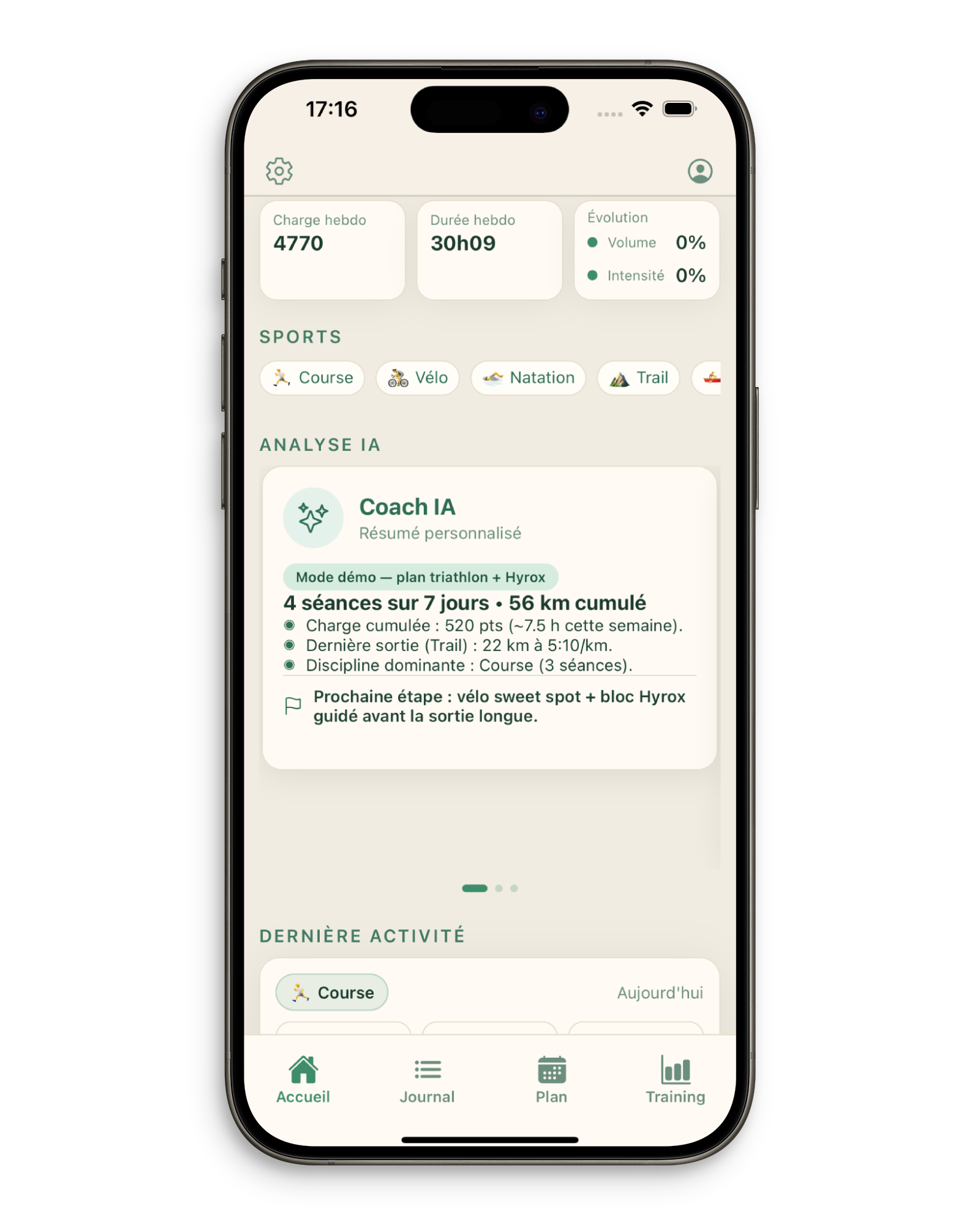 Écran assistant coach IA