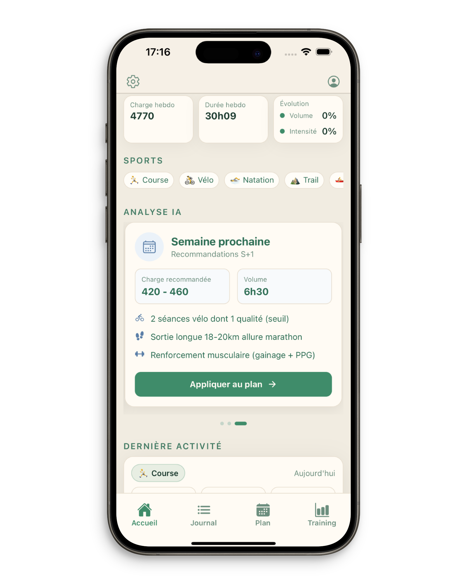 Écran semaine structurée